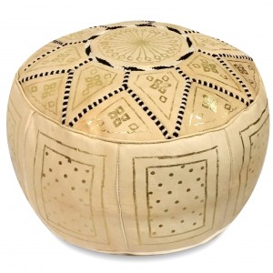 World Menagerie Carnuel Moroccan Leather Pouf WRMG2328